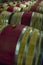 Wooden wine barrels in a basement