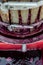 Wooden wine press with red must for pressing grapes