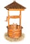 Wooden wishing wells on white background