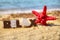 Wooden word \'Relax\' with red starfish