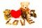 Wooden words `LOVE` made from natural material letters .Valentine background