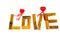 Wooden words `LOVE` made from natural material letters .Valentine background