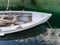 Wooden Workboat - Reflected Blue, White and Green