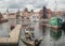 Wooden wreck of a sunk fishing boat in old town of Gdansk