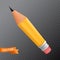 Wooden yellow office graphit pencil with a rubber eraser. 3D realistic vector illustration isolated on transparent background