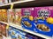 Woodinville, WA USA - circa November 2022: Close up view of a variety of breakfast cereals for sale inside a Haggen grocery store