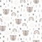 Woodland bear pattern Scandinavian animal face, baby rainbow. Cute wildlife surface Kids tribal bear background