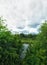 Woodland bog. Clouds sky. Autumn clouds