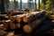 Woodland bounty Freshly cut logs showcase the forests productive beauty