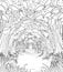 Woodland Forest Trees Path Coloring Book Scene