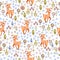 Woodland nursery watercolor seamless pattern, great design for fabric, wallpaper, baby shower, birthday party.