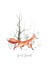 Woodland watercolor cute animals baby fox. Nursery bunny Scandinavian forest nursery fox design. Isolated character