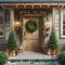 Woodsy Country Home Front Pine Entrance Door Decorations Christmas Holiday Celebrating Season Wreath AI Generate