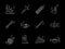 Woodwind music white line icons set