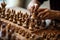 woodworker handcrafting intricate chess set from raw wood