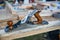 Woodworking carpenter`s wood shaving plane