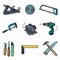 Woodworking industry and tools icons - vector icon