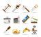 Woodworking industry and Woodworking tools icons