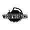 Woodworking logo. Electric planer with circular saw blade for wood. Black silhouette. Isolated vector clipart.