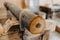 Woodworking process, making wooden pipe, didgeridoo