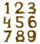 Woody Numbers Arranged from Branching Tree Stem and Green Leaves Vector Set