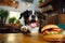Woof & Chow: A Dog\\\'s Culinary Adventure with a Hamburger AI Generated Illustration
