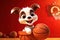 Woof and Hoop Glory: A 3D Dog\\\'s Stylish Rise to Basketball Stardom on Red Gradient Background