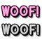 Woof - retro lettering with shadows on a white background. Vector bright illustration in vintage