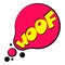 Woof sound effect icon, cartoon style