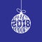 Woof woof - Symbol of the year 2 0 1 8 Dog, hand drawn lettering quote in Christmas Ball. Fun brush ink inscription for greeting c