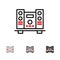 Woofer, Loud, Speaker, Music Bold and thin black line icon set