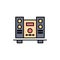 Woofer, Loud, Speaker, Music  Flat Color Icon. Vector icon banner Template