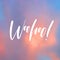 Woohoo! - handwritten lettering, summer holiday quote on abstract blur unfocused style sky backdrop