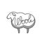 Wool emblem with merino sheep. Label for hand made, knitting or tailor shop