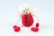 Woolen handmade toy angel on a white background . Felted wool to