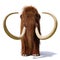 Woolly mammoth, prehistoric mammal front view isolated with shadow on white background