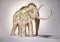 Woolly mammoth with skeleton, perspective frontal view