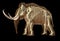 Woolly mammoth with skeleton superimposed, viewed from a side
