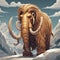 a woolly mammoth standing in the snow
