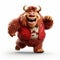 Woolly Rhinoceros Dancing With Sausage - A Theatrical And Dramatic Vray Style Character