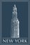 Woolworth building sketch on dark blue BG