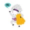 Wooly Sheep Animal Superhero Dressed in Mask and Cape Saying Hi Vector Illustration