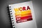 WORA - Write Once Run Anywhere acronym on notepad, technology concept background