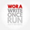 WORA - Write Once Run Anywhere acronym, technology concept background