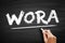 WORA - Write Once Run Anywhere acronym, technology concept on blackboard