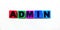 The word ADMIN is written on colorful cubes on a light background