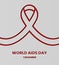 Word Aids Day in paper cut style. Vector with light background