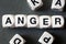 Word anger on toy cubes