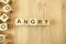 Word angry from wooden blocks