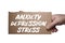 Word Anxiety, Depression and Stress written on cardboard. Clipping path